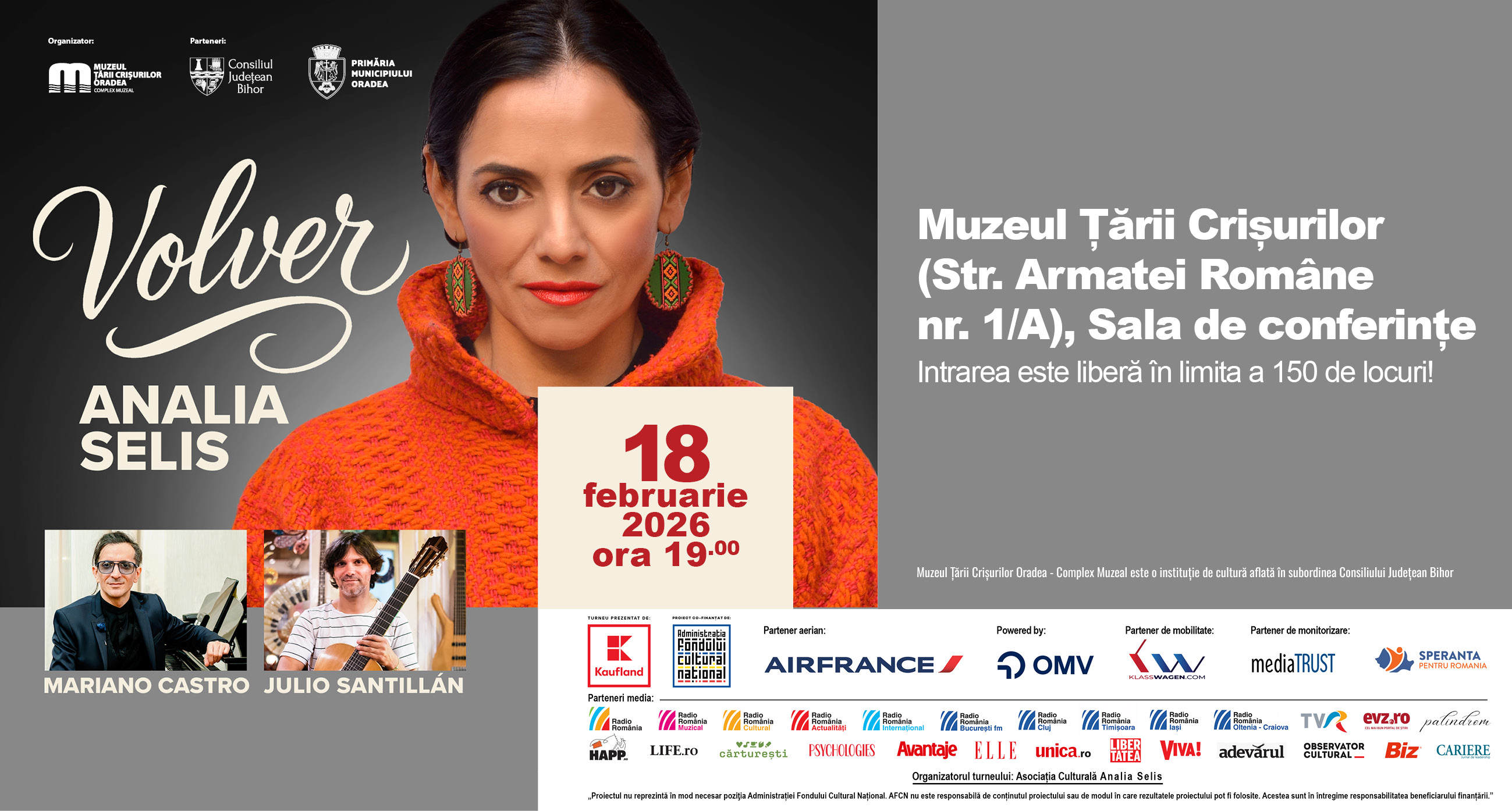 Analia Selis vine la Oradea cu Turneul Național „VOLVER”