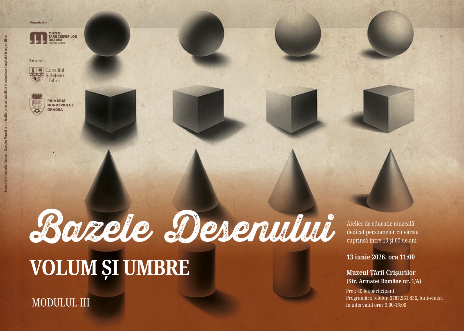 Atelier Bazele desenului. Volum și umbre