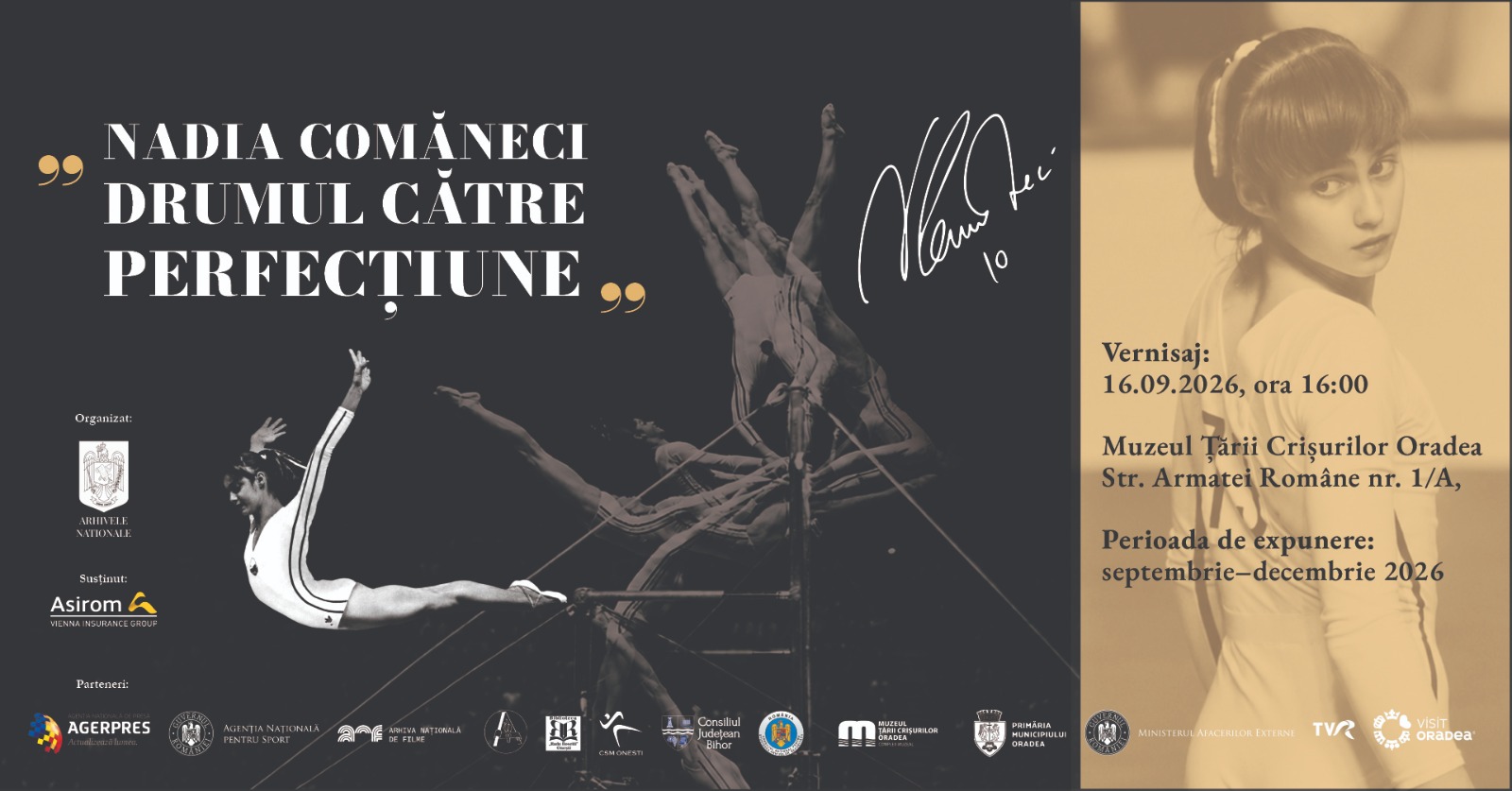Expoziția „Nadia Comăneci – Drumul către perfecțiune” se deschide la Muzeul Țării Crișurilor