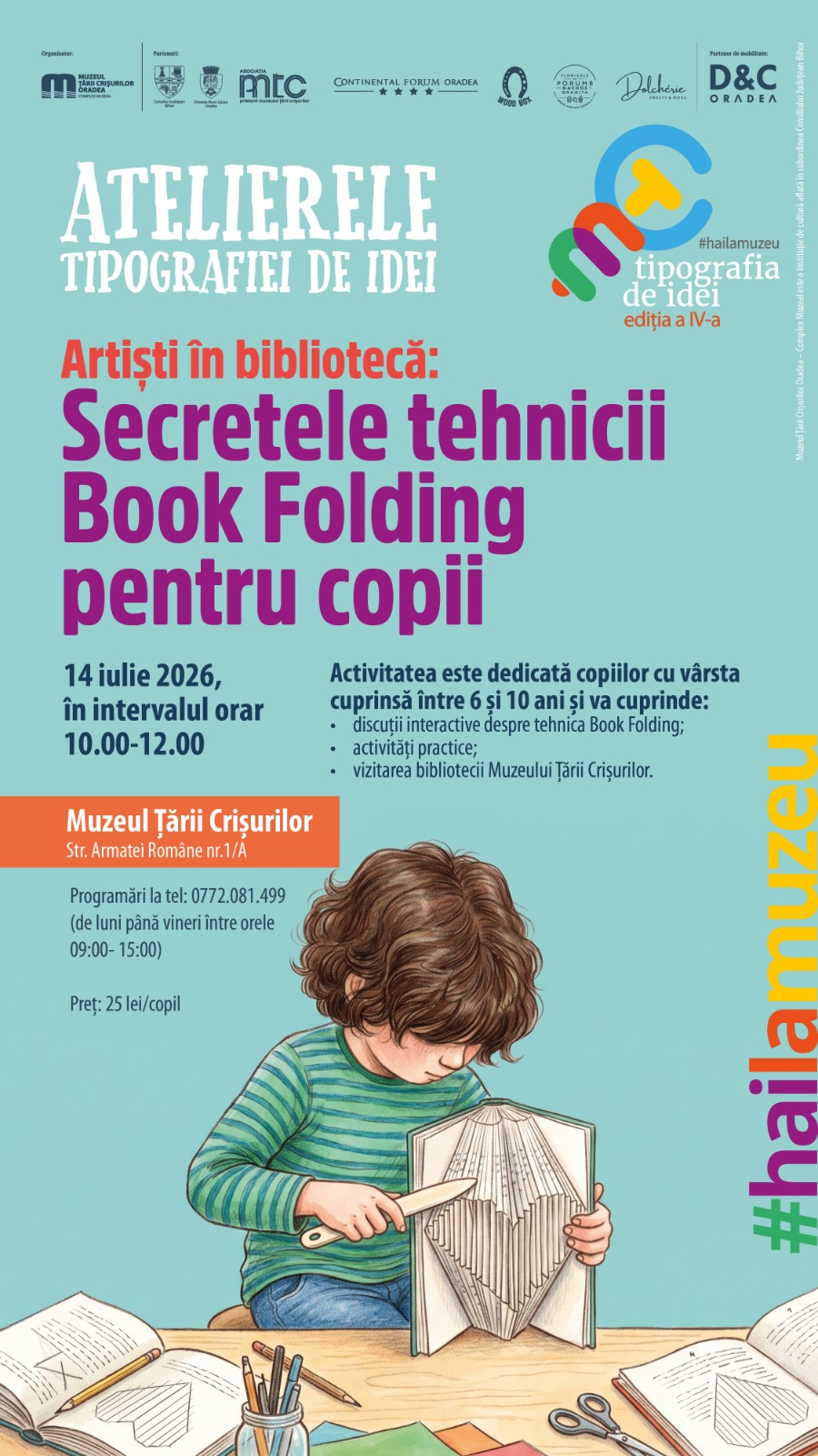 Atelierele Tipografiei de idei: Artiști în bibliotecă: Secretele tehnicii Book Folding pentru copii