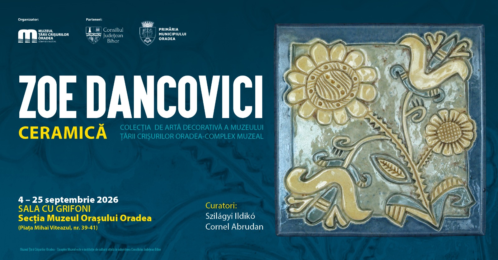 Expoziția de ceramică Zoe Dancovici, deschisă la Oradea în septembrie