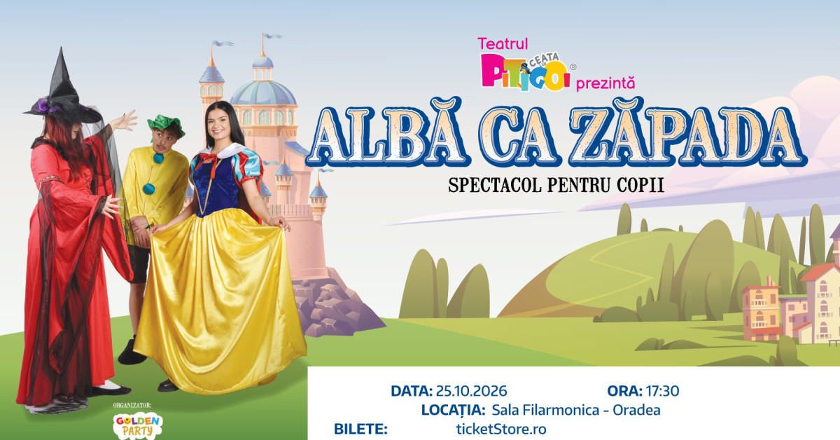 „Albă ca Zăpada”, spectacol pentru copii la Filarmonica din Oradea