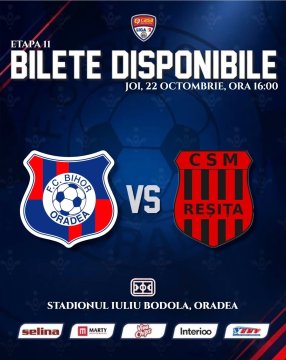 FC Bihor primește CSM Reșița pe stadionul Iuliu Bodola pe 22 octombrie