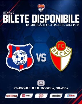 FC Bihor întâlnește FC Bacău pe teren propriu în etapa a noua
