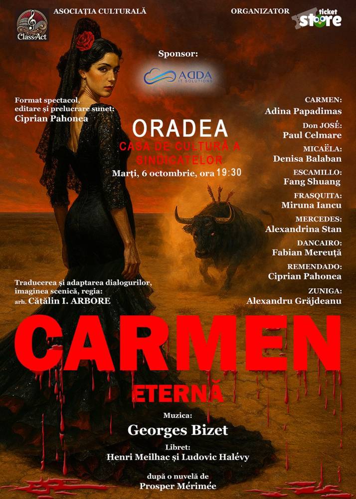 Concertul de muzică clasică „Carmen” ajunge la Casa de Cultură din Oradea