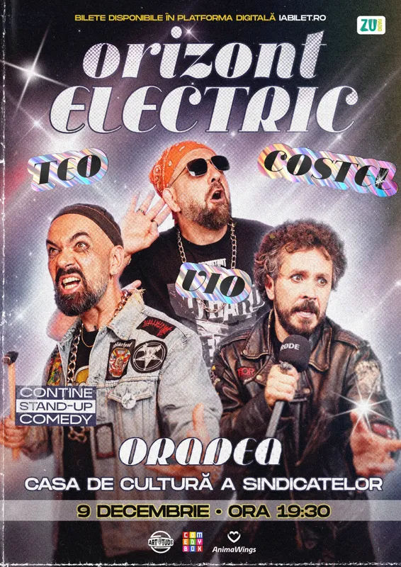 Teo, Vio și Costel susțin un spectacol de stand-up la Oradea