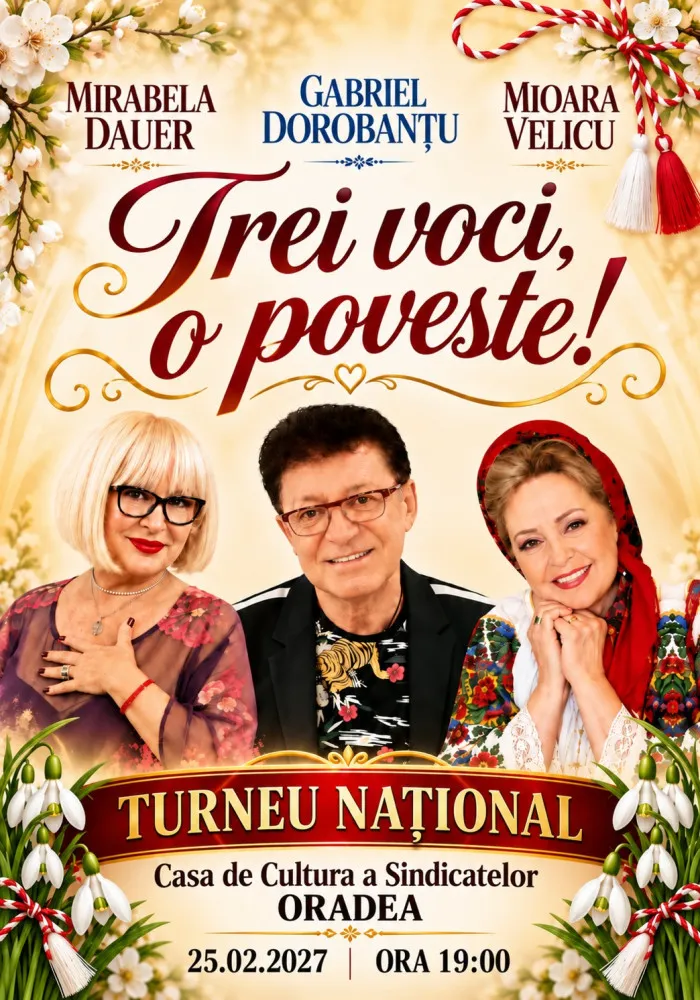 Mirabela Dauer, Gabriel Dorobanțu și Mioara Velicu cântă la Oradea