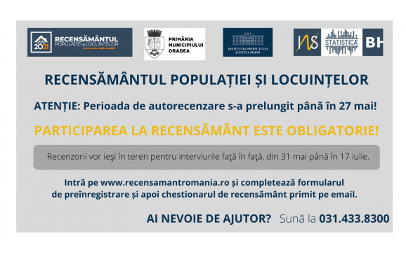 Știri Oradea: Perioada de autorecenzare se prelungește până în 27 mai, inclusiv Știri Oradea: Perioada de autorecenzare se prelungește până în 27 mai, inclusiv
