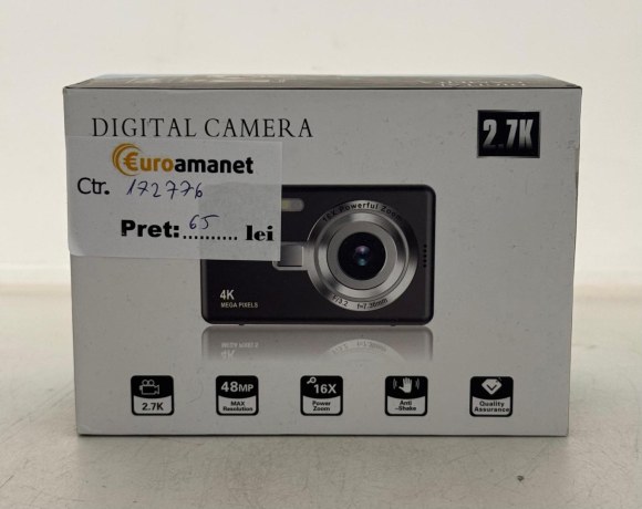 Camera Digitala, Camera Uhd 4K 50Mp Cu Card Sd De 32 Gb, Zoom Digital 16X, Baterie Reincarcabila