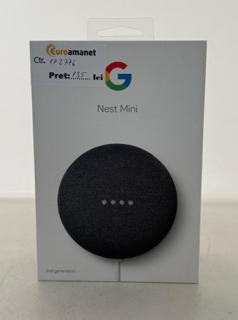 Boxa inteligenta Google Nest Mini Smart Home, Generatia 2, Negru