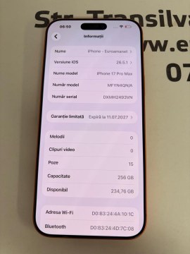 Telefon iPhone 17 Pro Max, 256GB, 5G, Cosmic Orange, 0 Cicluri - 3