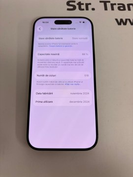 Telefon iPhone 16 Pro, 128GB, 5G, Black Titanium, bat.88% - 3