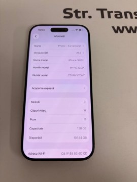 Telefon iPhone 16 Pro, 128GB, 5G, Black Titanium, bat.88% - 4
