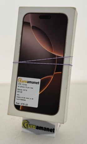 Telefon mobil Apple iPhone 16 Pro Max, 256GB, 5G, Desert Titanium