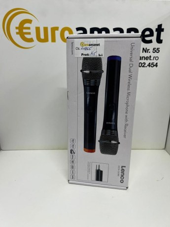 Set 2 microfoane wireless Lenco MCW-020BK, Receiver wireless,6.3mm