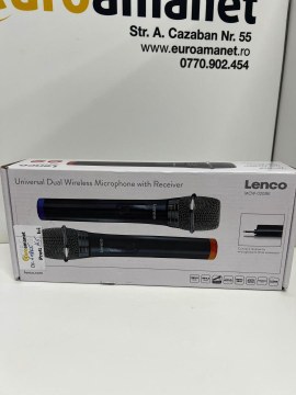 Set 2 microfoane wireless Lenco MCW-020BK, Receiver wireless,6.3mm - 3