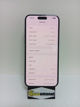 Telefon mobil Apple iPhone 15 Pro Max, 1TB, 5G, Blue Titanium , baterie 97% - 2