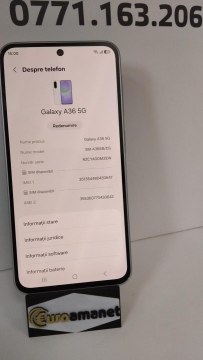 Telefon mobil Samsung Galaxy A36, Dual SIM, 8GB RAM, 256GB, 5G, Awesome White