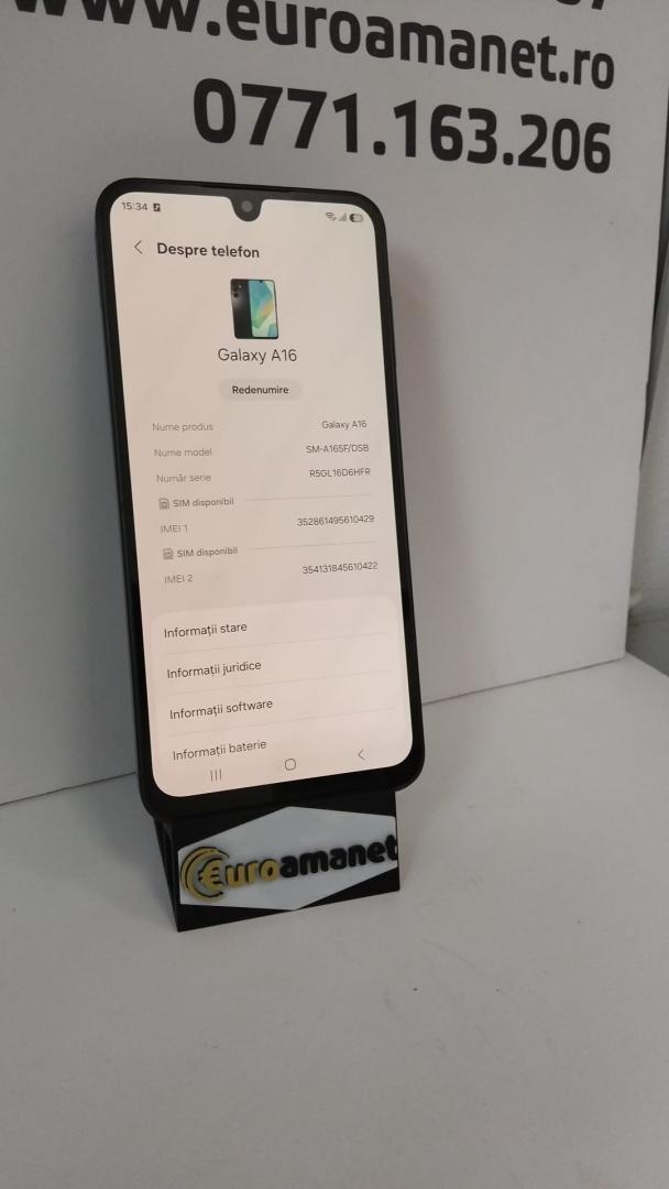 Telefon mobil Samsung Galaxy A16, Dual SIM, 128GB, 4GB RAM, 4G, Black