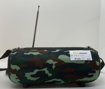 Boxa Portabila Gembird SPK-BT-17-C Baterie 1200mAh microSD USB Radio FM Antena BT 5.1 RMS 10W Camuflaj