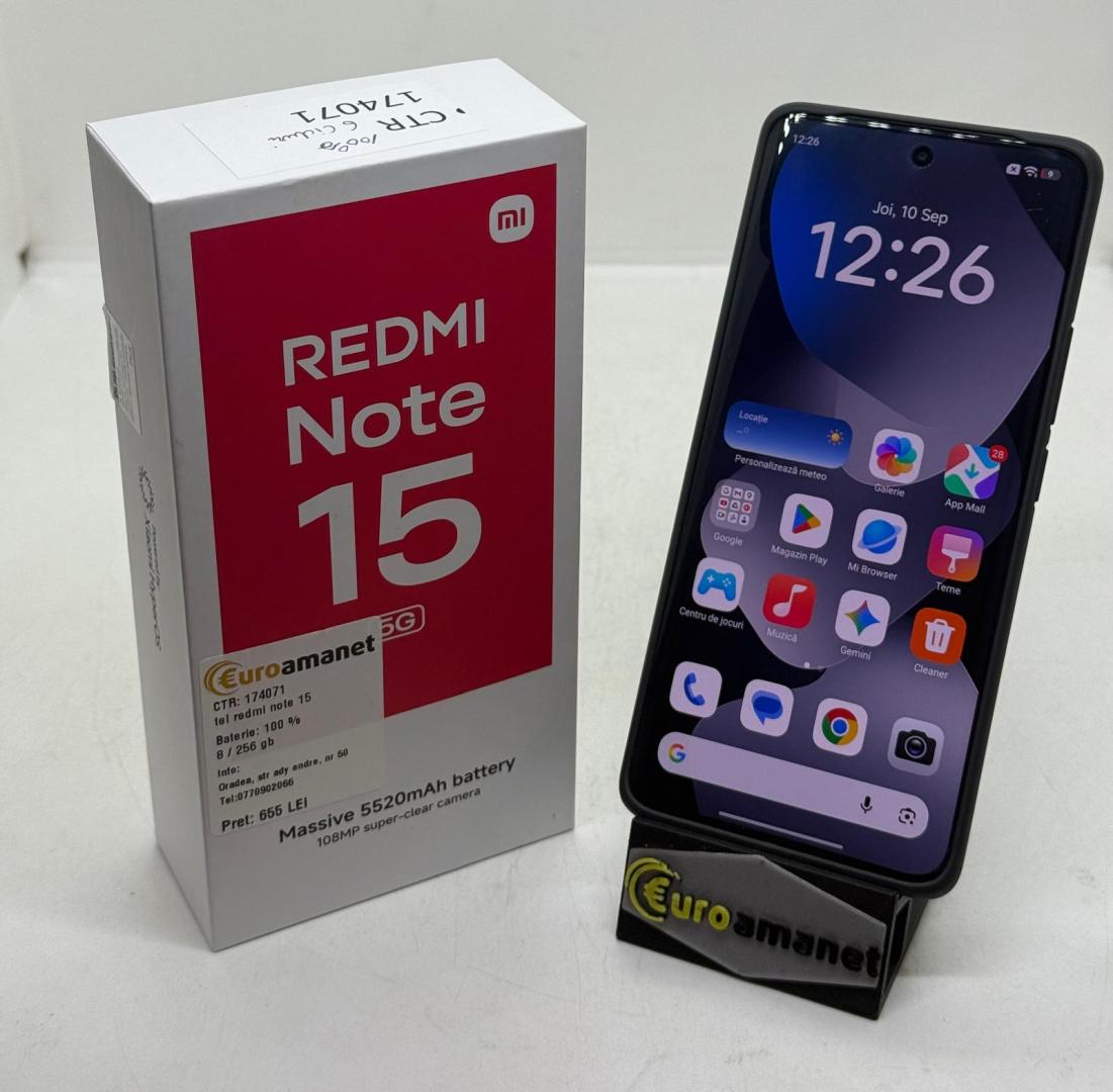 Telefon mobil Xiaomi Redmi Note 15 Pro, 8GB RAM, 256GB, 5G, Black