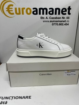 CALVIN KLEIN JEANS, Pantofi sport Basket Cupsole din piele, Negru/Alb optic