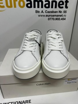 CALVIN KLEIN JEANS, Pantofi sport Basket Cupsole din piele, Negru/Alb optic - 2