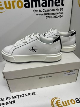 CALVIN KLEIN JEANS, Pantofi sport Basket Cupsole din piele, Negru/Alb optic - 3