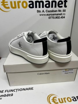 CALVIN KLEIN JEANS, Pantofi sport Basket Cupsole din piele, Negru/Alb optic - 5