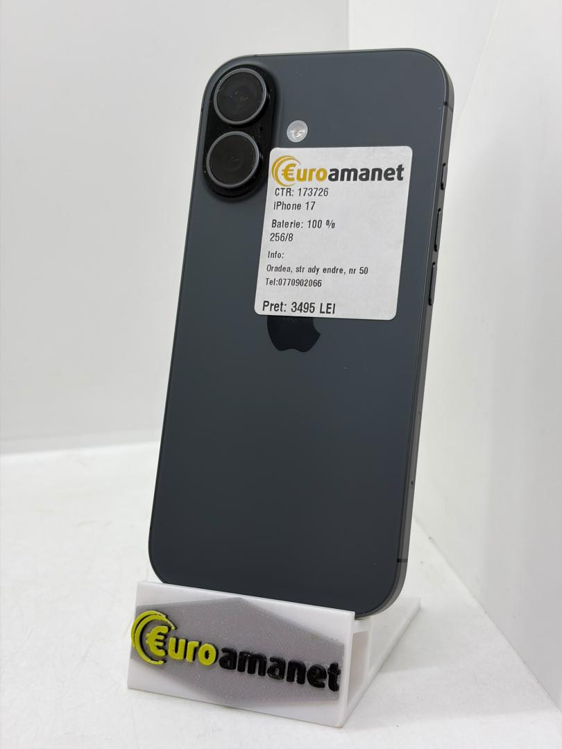 Telefon mobil Apple iPhone 17, 256GB, 5G, Black