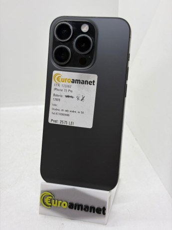Telefon mobil Apple iPhone 15 Pro, 128GB, 5G, Black Titanium
