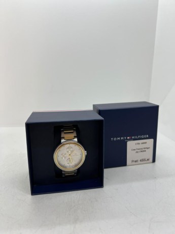 Tommy Hilfiger, Ceas de otel inoxodabil cu functii multiple, Argintiu, Auriu