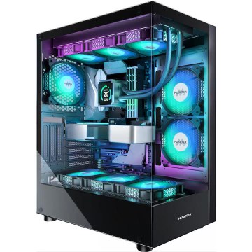 Carcasa Pc Musetex Atx Cu 6 Ventilatoare Pwm Argb Preinstalate, Neagra - 1