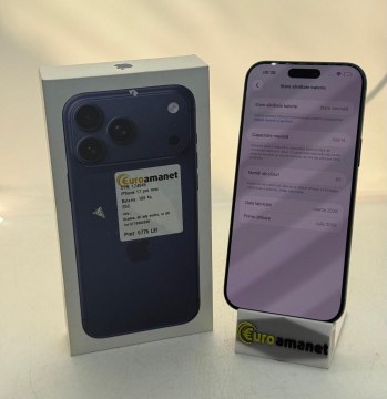 Telefon mobil Apple iPhone 17 Pro Max, 256GB, 5G, Deep Blue, Bat 100%