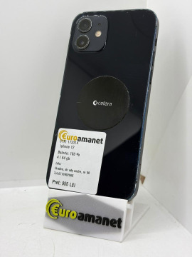 Telefon mobil Apple iPhone 12, 64GB, 5G, Black, 100% Baterie