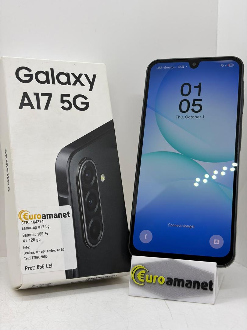 Telefon mobil Samsung Galaxy A17, Dual SIM, 4GB RAM, 128GB, 5G, Black