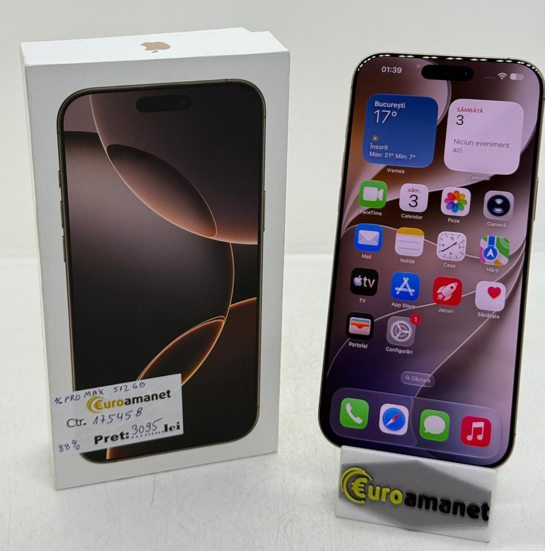 Telefon mobil Apple iPhone 16 Pro Max, 512GB, 5G