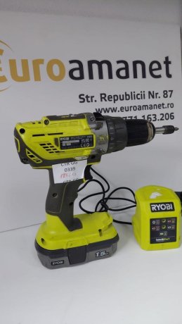 Masina de gaurit si insuruba cu percutie Ryobi R18PD32, 1 acumulator 18V 2Ah, incarcator 1.5A
