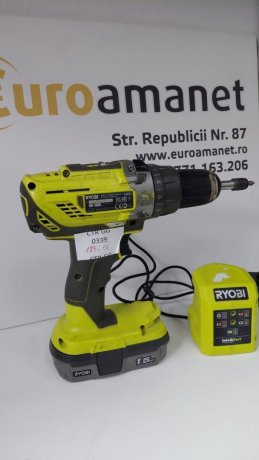 Masina de gaurit si insurubat cu percutie Ryobi R18PD32, 1 acumulator 18V 2Ah, incarcator 1.5A