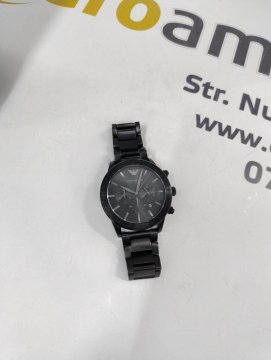Emporio Armani, Ceas cronograf de otel inoxidabil, Negru - 3